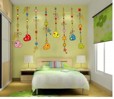 批发现货墙贴画店铺儿童房幼儿园背景装饰花色卡通爱心JM8275