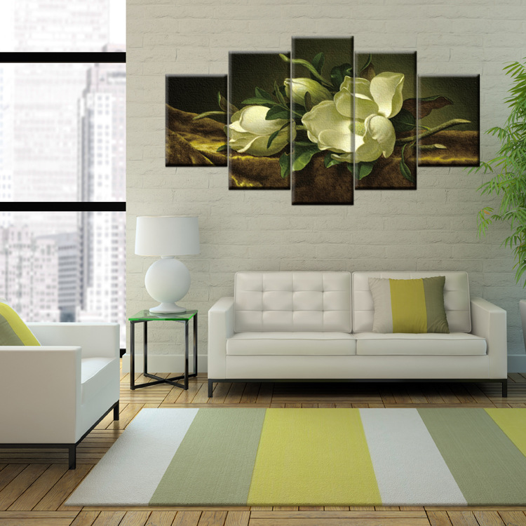 厂家直销花绘系列五拼画装饰画芯客厅装饰画来图定制五联画WPH-37