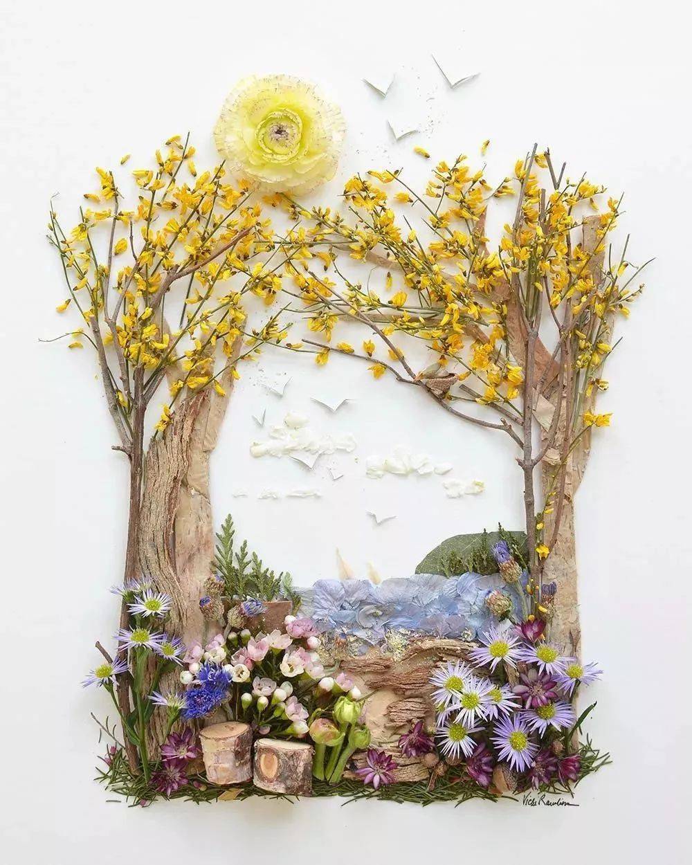 寻创意|素材分享:创意十足的树叶画--森林篇